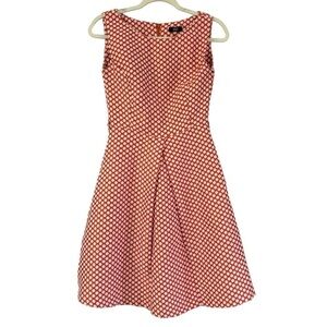 F&F Retro Orange Polkadot Fit And Flare A-Line Dress Women’s XS- S Feminine